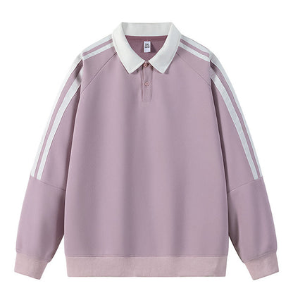 Herren Sweat Pullover Sportlich mit Polo Kragen Moderne