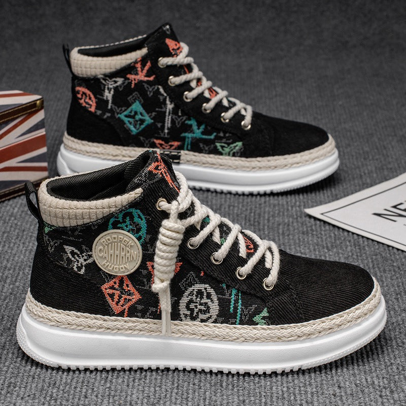 Damen Sneaker Hoch Gestickt Flexibel Mode Schuhe