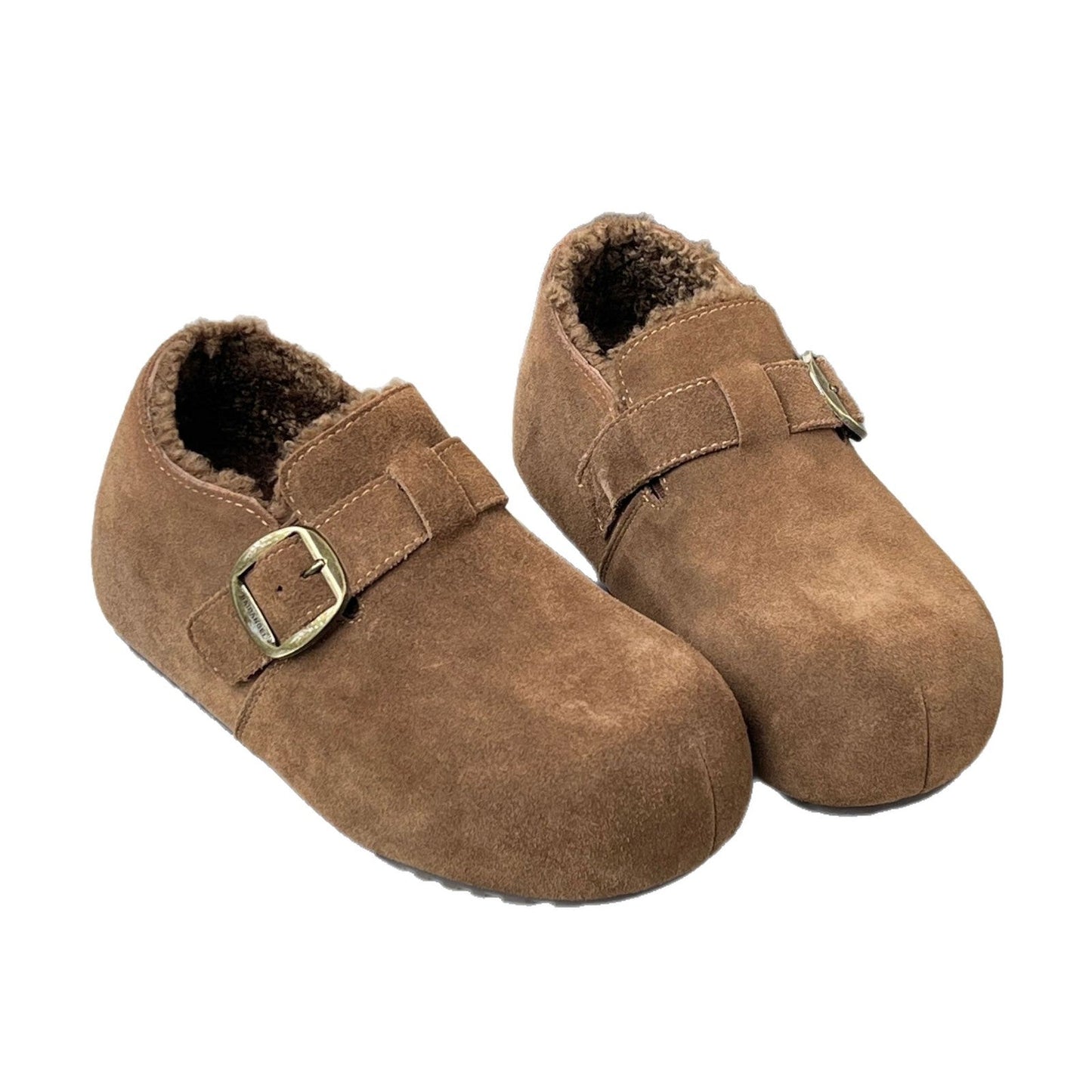 Damen Clogs Warm Wildleder Kuschelig Schnallenverschluss
