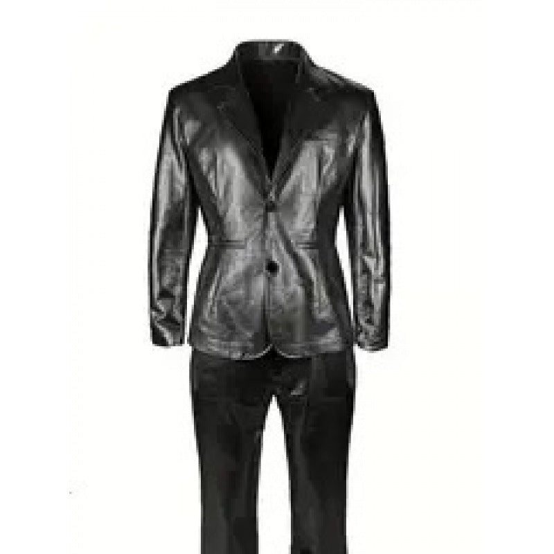 Eleganter Herren Anzug Satin Schwarz Modern