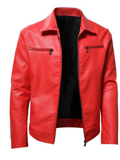 Lederjacke Herren Modern Bikerstil Reißverschluss