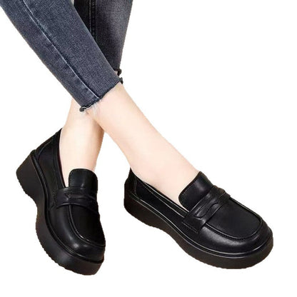 Damen Slipper Hochplateau Komfort Ledersohle Mode