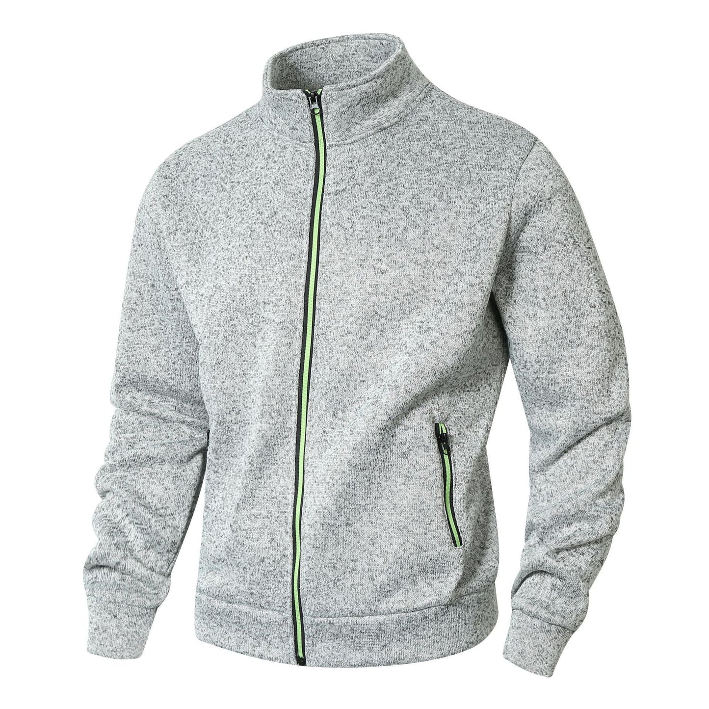 Herren Fleecejacke Sportlich Reißverschluss Kragen Warm