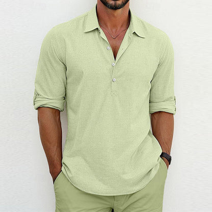 Herren Hemd Modern 3/4 Ärmel Knopfleiste Style