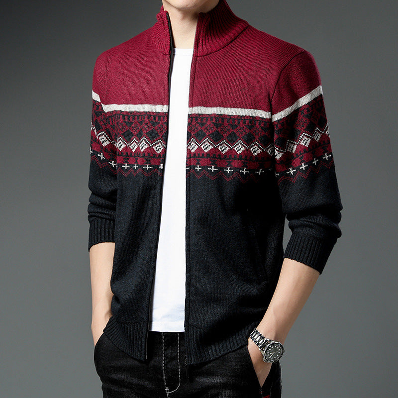 Herren Strickjacke Hochkragen Modern mit Muster