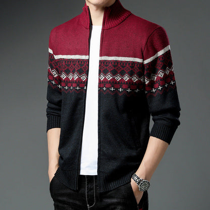 Herren Strickjacke Hochkragen Modern mit Muster