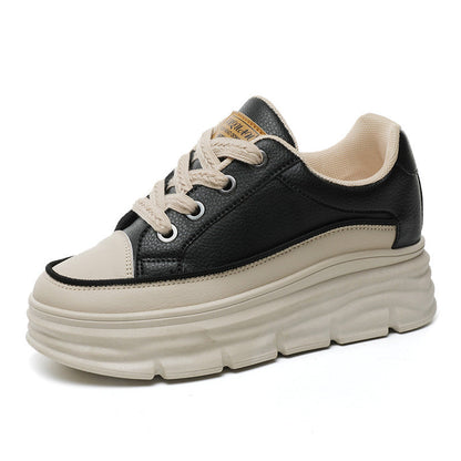 Damen Sneaker Hoch Platform Elegante Schnürung Robust