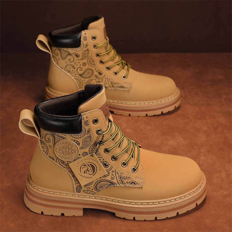Damen Stiefel High-Top Paisley Muster Robust Winter