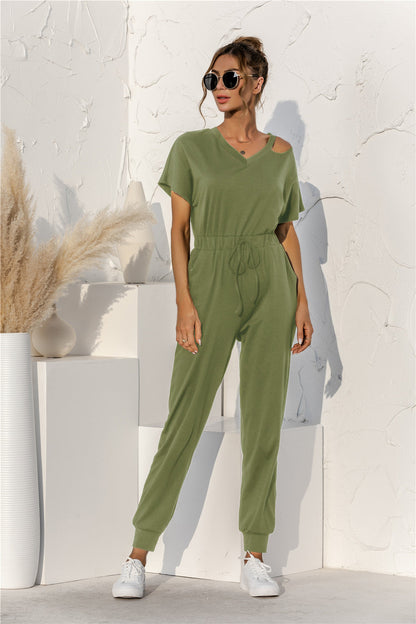 Damen Overall Relaxed Fit Schulterfrei mit Kordelzug