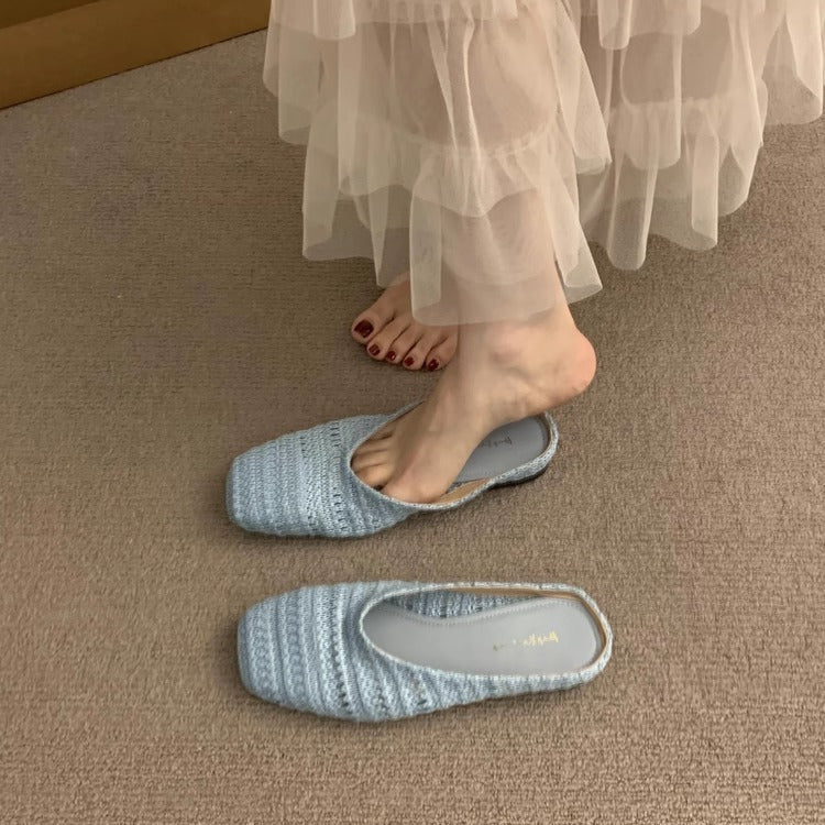 Damen Sommer Slipper Häkel Sandalen Bequem Luftig