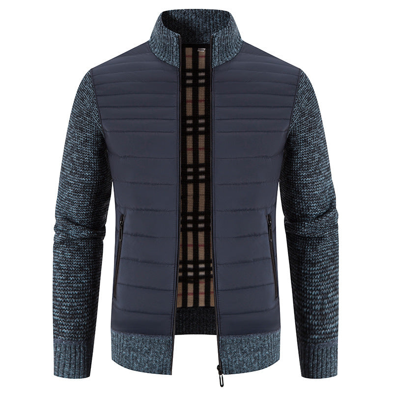 Herren Hybridjacke Gesteppt Strickärmel Modern