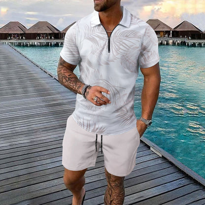Herren Kurzarmshirt Modern mit Reißverschluss und Luftigem Design