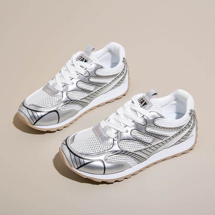 Damen Sneaker Sportlich Elegant mit Mesh Obermaterial