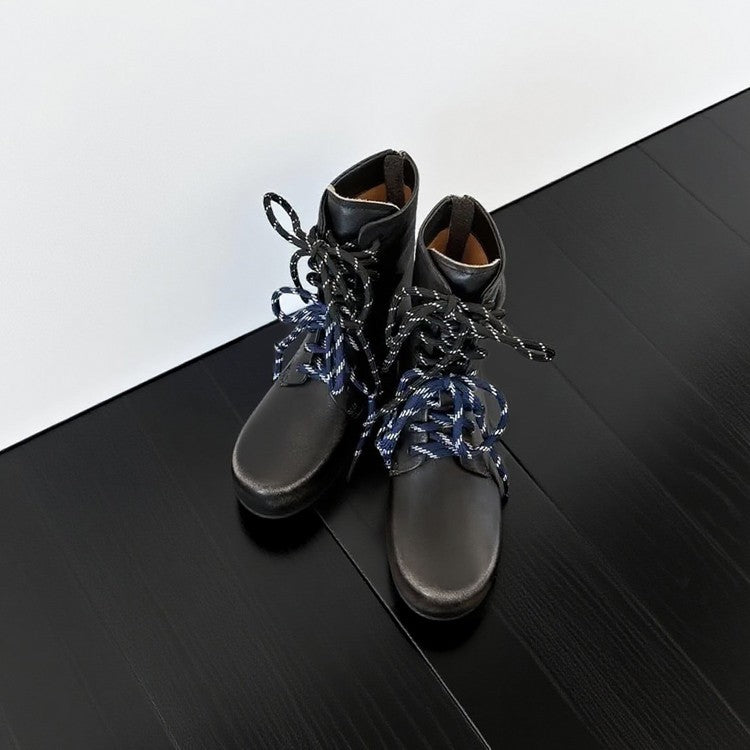 Damen Stiefel Schnürboots Mit Zierkordeln Modern
