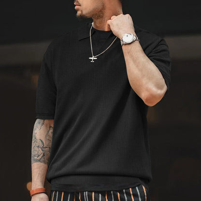 Herren Polohemd Modern Strukturiert Freizeit Style