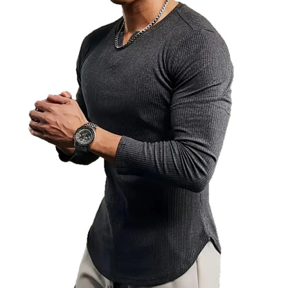 Herren Langarmshirt Rippstruktur Modern Glamour Style