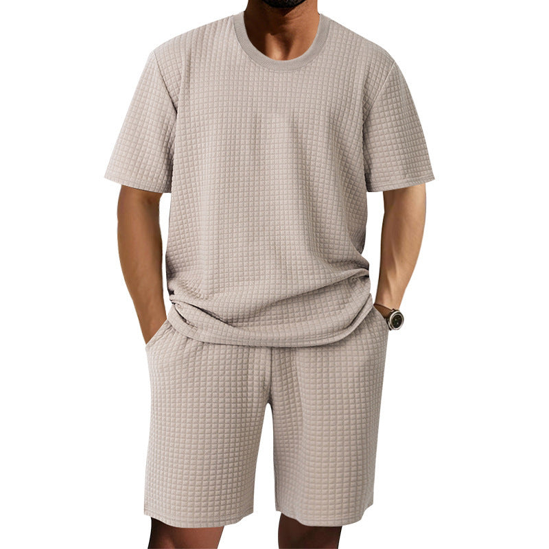 Herren Kurzarm-Set Modern mit Taschen und Strukturdetails