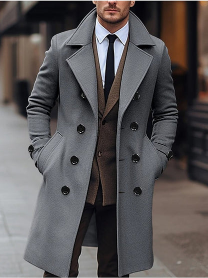 Herren Wollmantel Klassisch Winterwarm Elegant