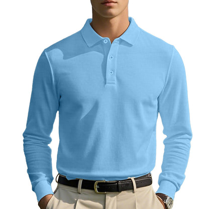 Herren Polohemd Langarm Klassisch Elegант