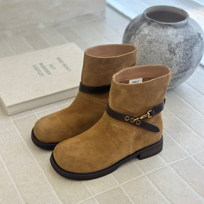 Damen Chelsea Boots Lederoberfläche Modisch Schnalle Hochwertig