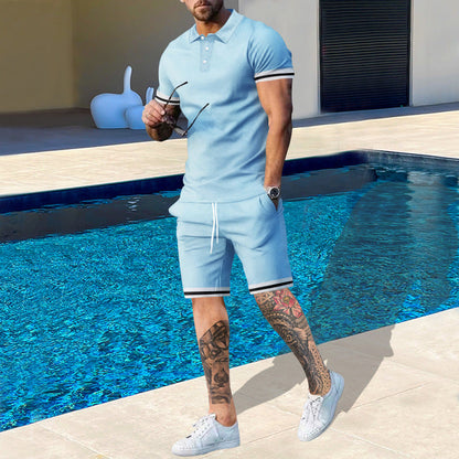 Herren Sportset Poloshirt Shorts Modern Sommer