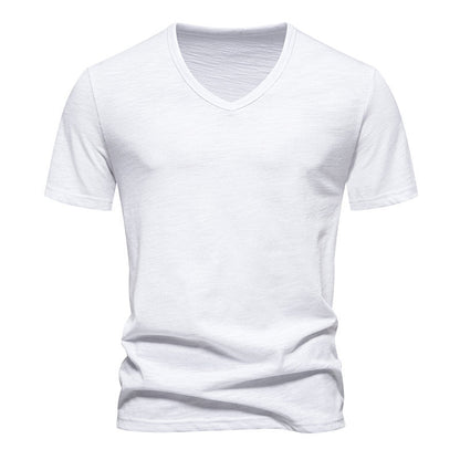 Herren T-Shirt V-Ausschnitt atmungsaktiv Baumwolle Komfort Fit
