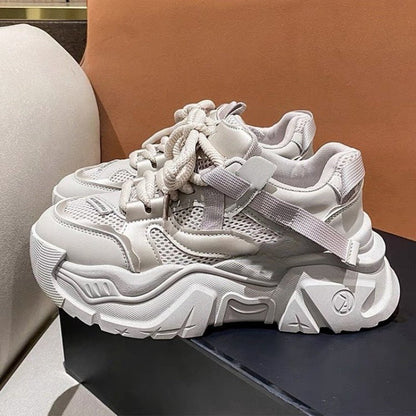 Damen Sneaker Chunky Mesh Atmungsaktiv Stabile Sohle