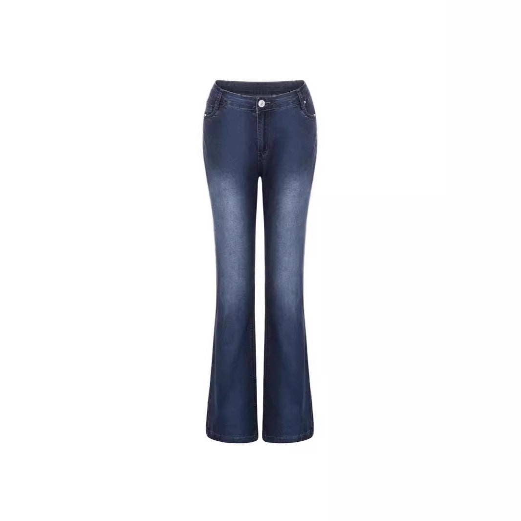 Damen Jeans Bootcut High Waist Elegant Slim Fit