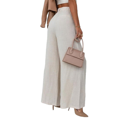 Damenhose Leinen Elegant Hochtailliert Damen