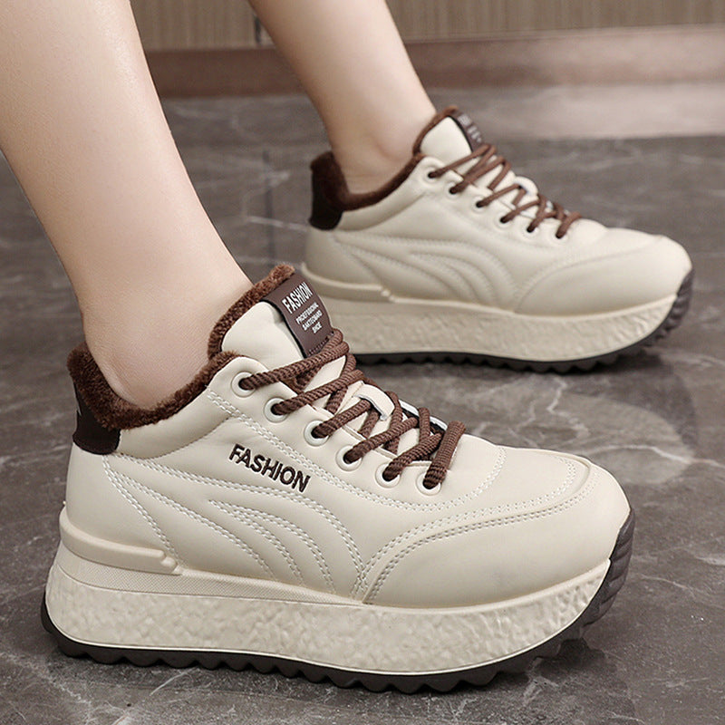 Damen Plateau Sneaker Warm Innenfutter Komfortschuhe