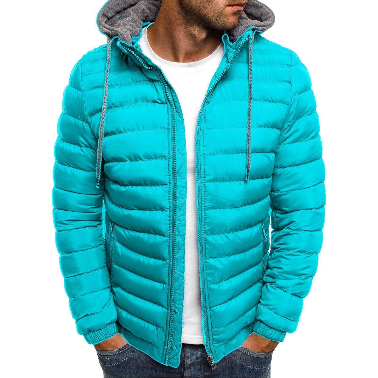 Herren Steppjacke Übergangsjacke Warm Isoliert Kapuze