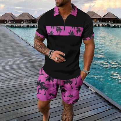 Herren Polohemd Elegant Geschnitzt mit Shorts Sommer