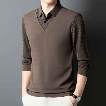 Herren Pullover V-Ausschnitt Strukturiert Eleganter Style