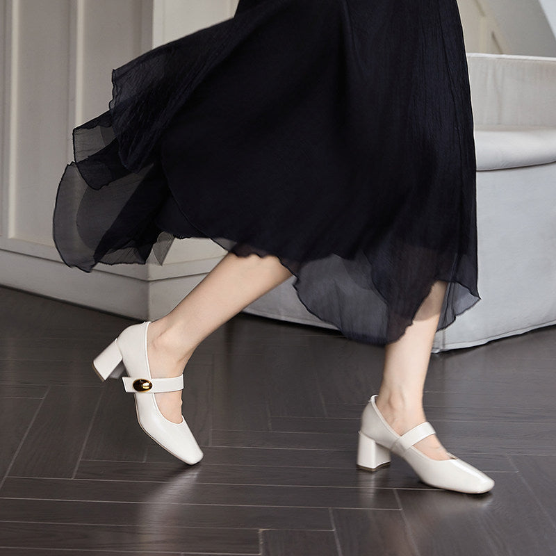 Damen Pumps mit Riemen und Blockabsatz Elegant Komfortabel