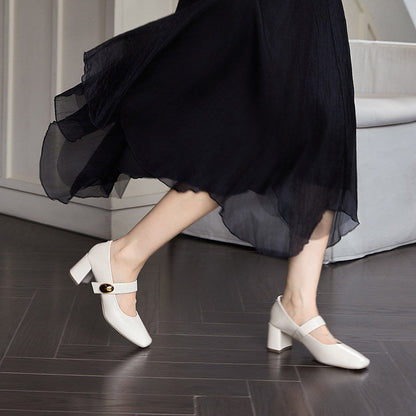 Damen Pumps mit Riemen und Blockabsatz Elegant Komfortabel