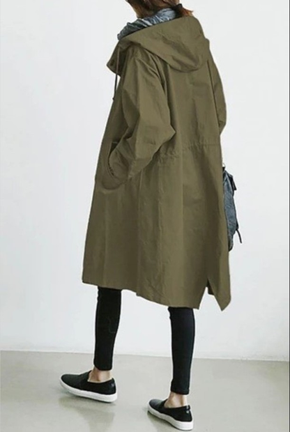 Damen Streetcoat Lang Mantel mit Knöpfen