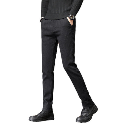 Elegante Herrenhose Grobstrick Modern Schwarz