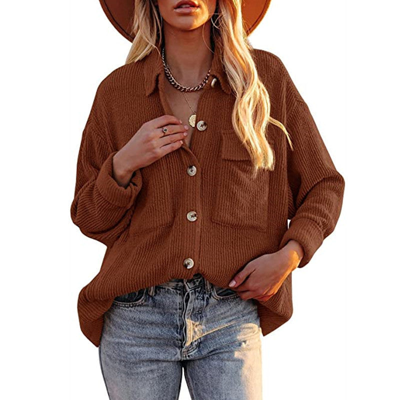 Damen Strickjacke Lässig mit Knöpfen und Taschen