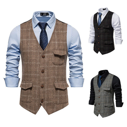 Herren Weste Elegant Strukturiert Mit Taschen - BerlinGlamour
