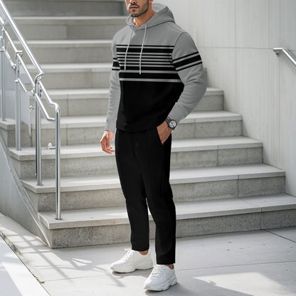 Herren Hoodie Sportlich Streifen Design Modern