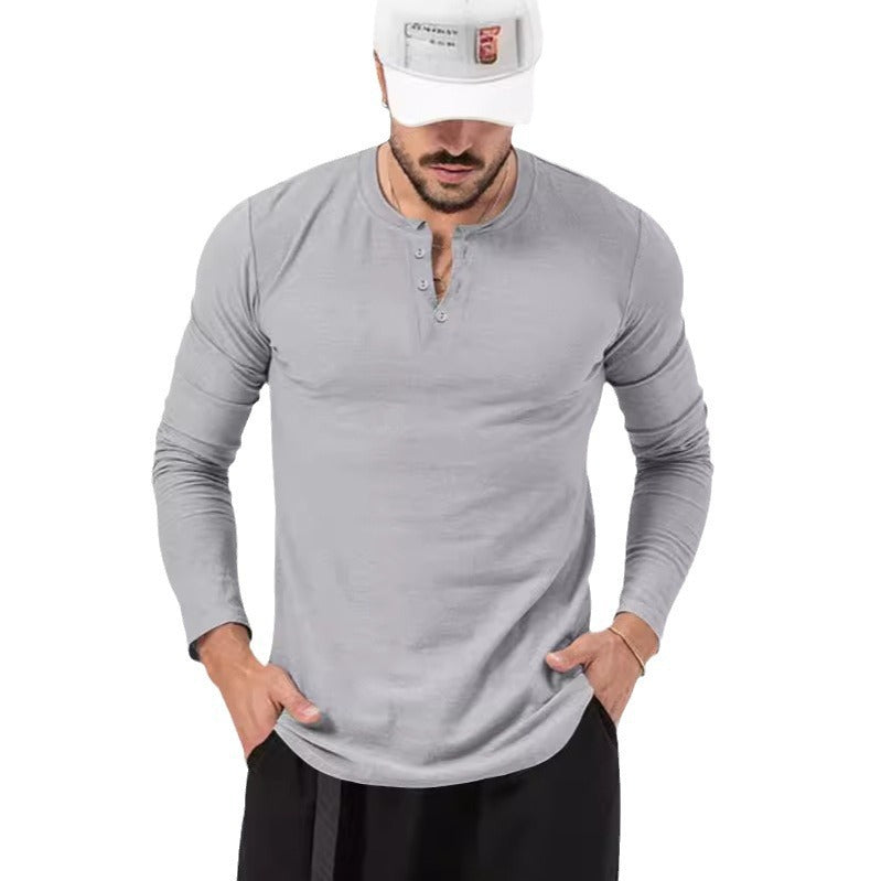 Herren Langarmshirt Mit Knopfverschluss Modern