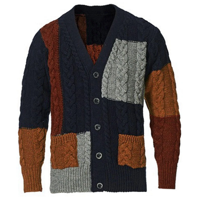 Männer Strickjacke bunt gemustert mit Taschen