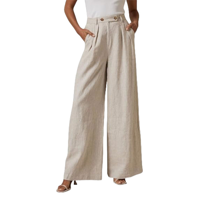 Damenhose Leinen Elegant Hochtailliert Damen