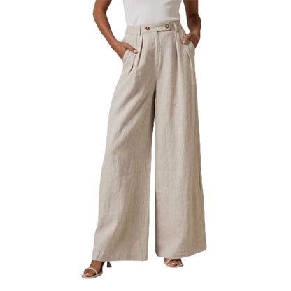 Damenhose Leinen Elegant Hochtailliert Damen