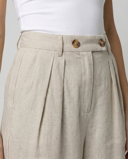 Damenhose Leinen Elegant Hochtailliert Damen