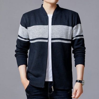 Herren Strickjacke Modern Mit Reißverschluss Und Struktur Optik