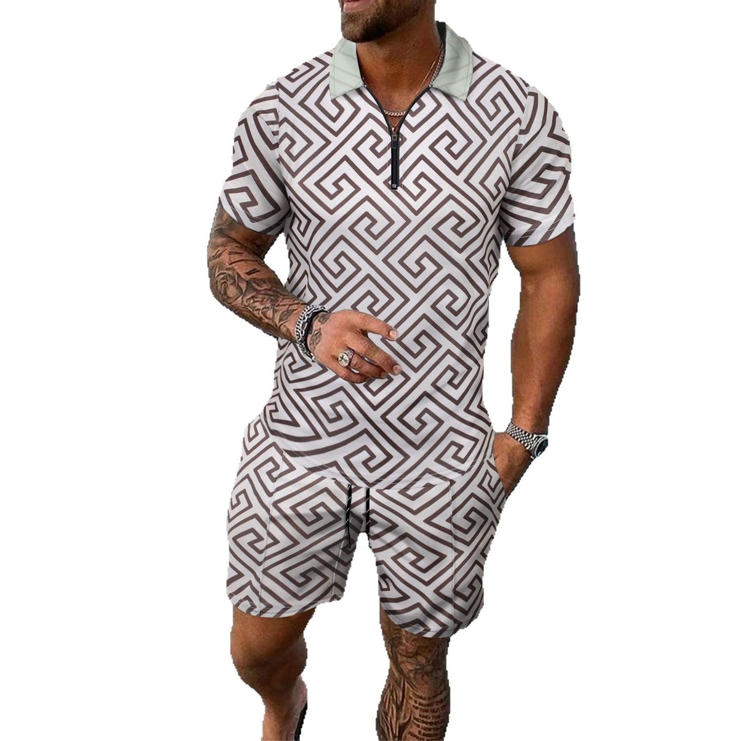 Herren Sportset Kurzarm mit trendy Muster