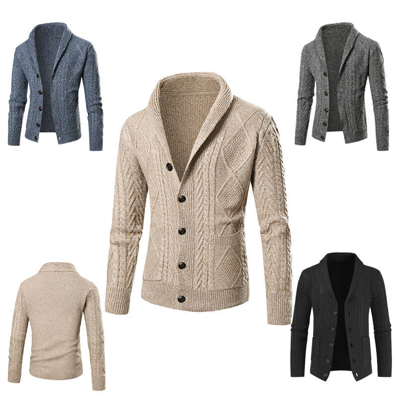 Herren Strickjacke Modern Zopfmuster Praktisch - BerlinGlamour