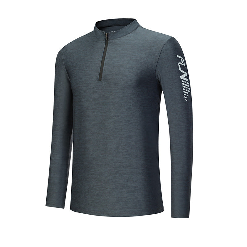 Herren Sportshirt Funktionsshirt Stehkragen Reißverschluss Modern