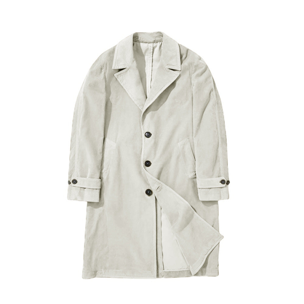 Herren Trenchcoat Elegant Langschwarz Wasserabweisend